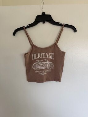 Full Tilt Brown Ribbed Graphic Cropped Cami